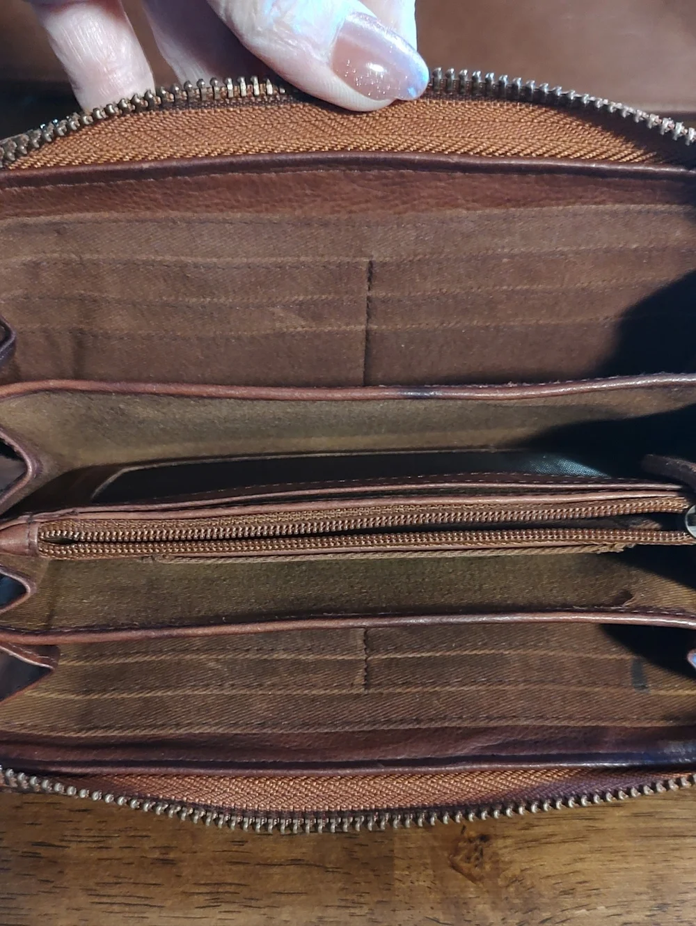 Woven Leather Messenger Bag with Matching Wallet - Brown